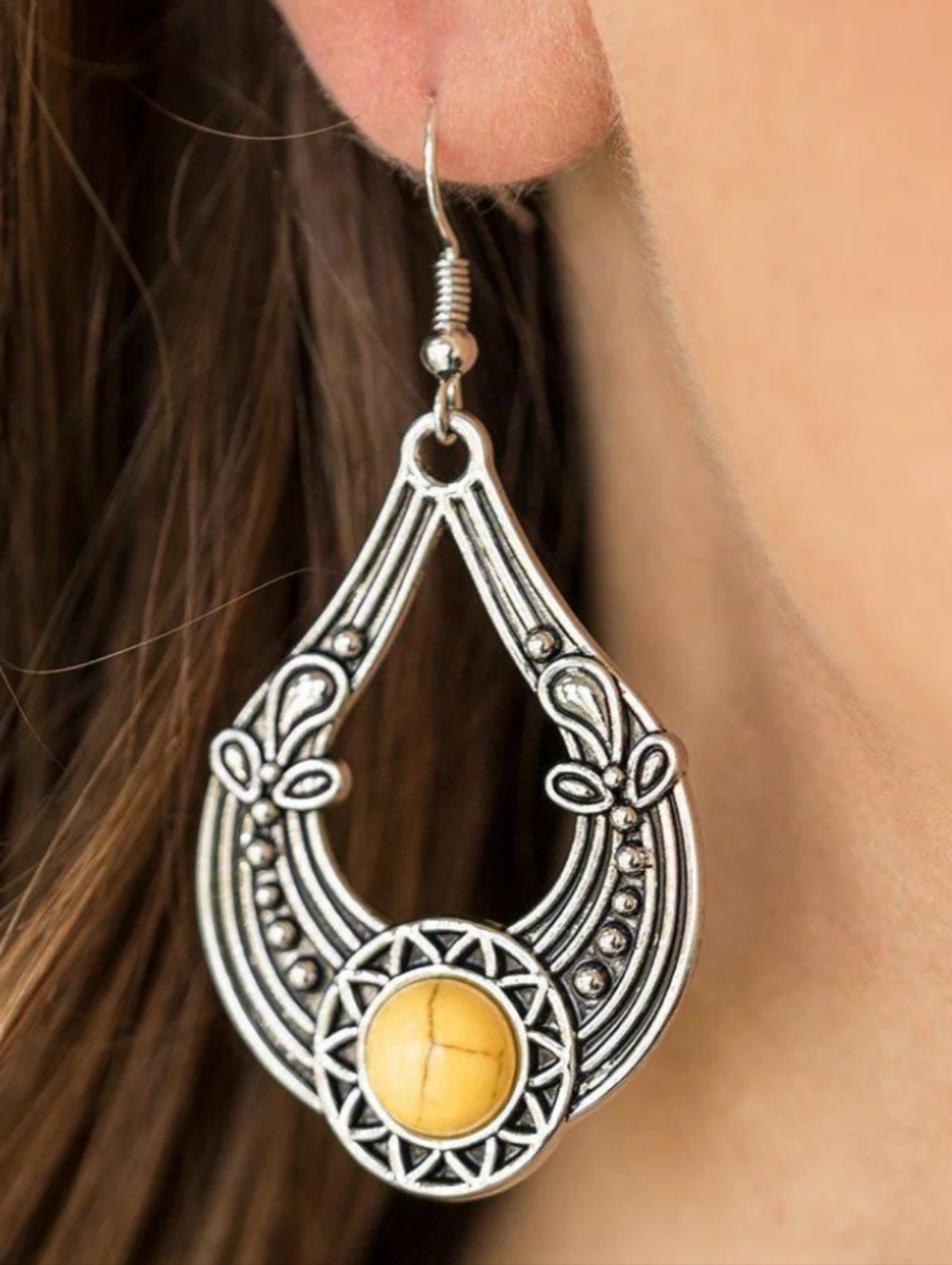 Poparazzi Sol Sonata Yellow Dangle Earrings New